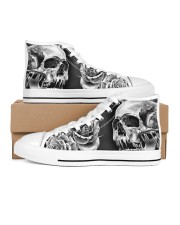 GREY SCARY SKULL Men's High Top White Shoes tile