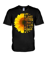 LIFE BETTER WITH SUNFLOWER V-Neck T-Shirt thumbnail