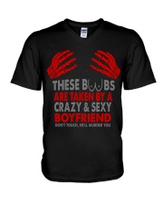 TAKEN BY A CRAZY SEXY BOYFRIEND V-Neck T-Shirt tile