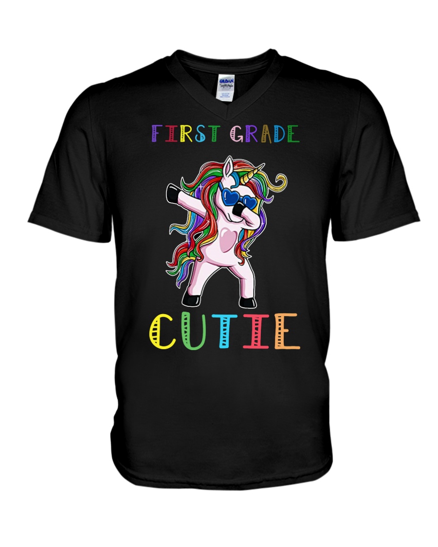 FIRST GRADE CUTIE UNICORN V-Neck T-Shirt