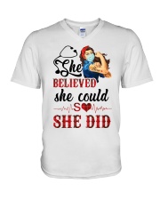 SHE DID T-SHIRT V-Neck T-Shirt thumbnail