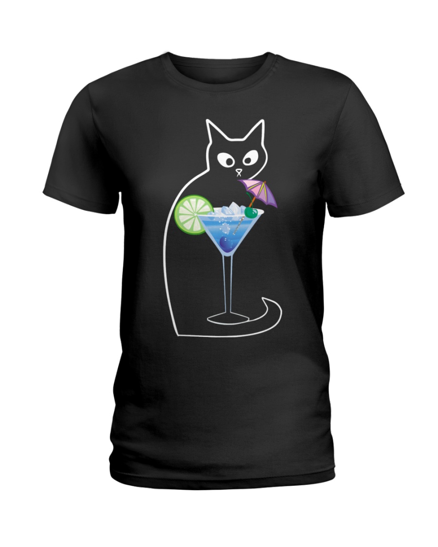 BLUE LAGOON COCKTAIL CAT Ladies T-Shirt