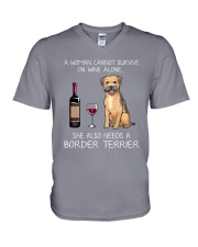 She Also Needs A Border Terrier V-Neck T-Shirt thumbnail