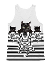 Black Cat In Striped Blanket All-over Unisex Tank front
