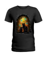 Black Cat Halloween Night Ladies T-Shirt thumbnail
