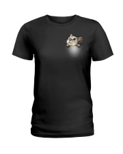 Cute Cat Pocket Ladies T-Shirt thumbnail
