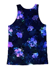 Black Cat with Purple Flowers All-over Unisex Tank back
