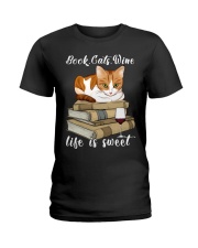 Book Cat Wine Ladies T-Shirt thumbnail