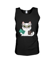 Cat Book Coffee Unisex Tank thumbnail