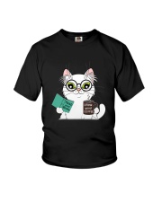 Cat Book Coffee Youth T-Shirt thumbnail