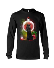 Black Cat Looking Ornament Christmas Long Sleeve Tee front