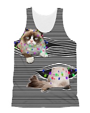 Grumpy Cat Striped All-over Unisex Tank front