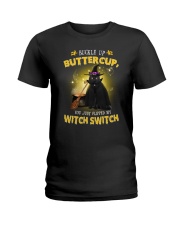 Black cat and witch Ladies T-Shirt thumbnail