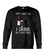 Black cat and drink Crewneck Sweatshirt thumbnail