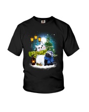 Black cat and snowman Youth T-Shirt thumbnail
