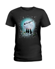 Black Cat Night Christmas Ladies T-Shirt thumbnail