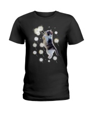 Cat flying with dandelion 180319 Ladies T-Shirt thumbnail