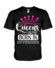 Queens Are Born In November V-Neck T-Shirt thumbnail