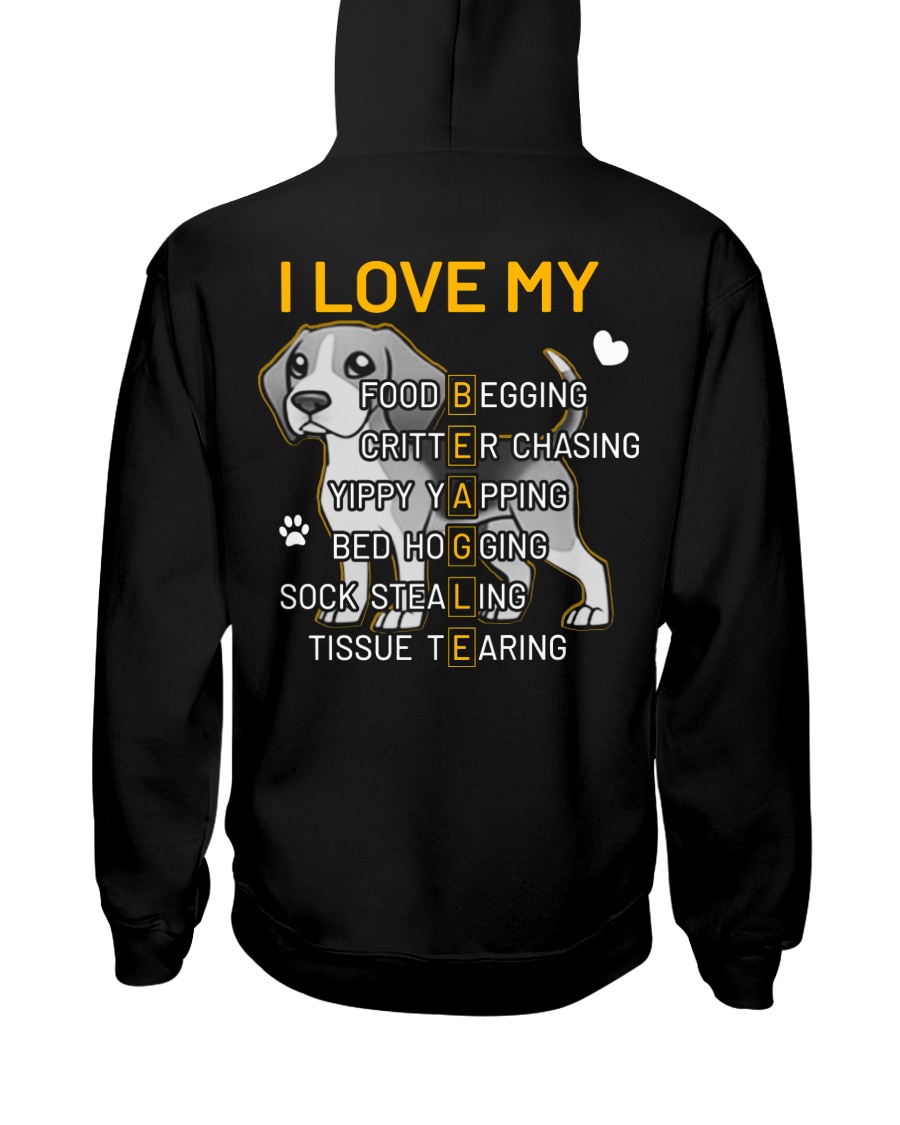 I Love My Beagle Dog Hooded Sweatshirt