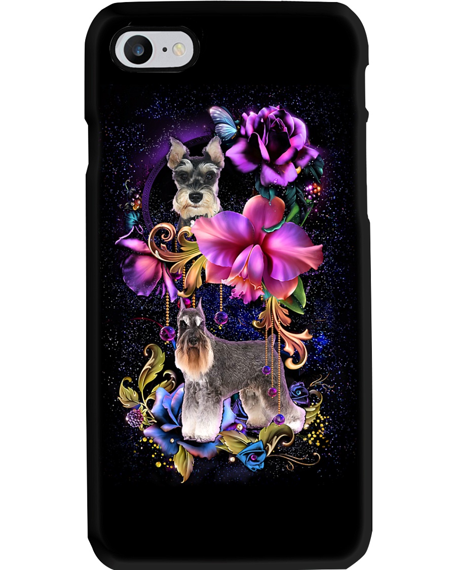 Schnauzer Dog Flower Phone Case Phone Case
