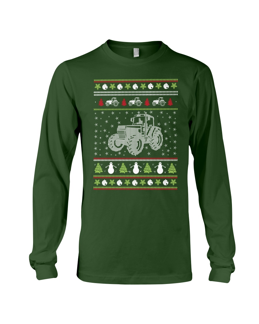 Tractor Ugly Christmas Sweater Long Sleeve Tee