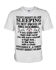 106 Night Shift Nurse Sleeping Do Not Knock Or Rin V-Neck T-Shirt thumbnail