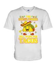 372This Postal Worker Will Work For Tacos V-Neck T-Shirt thumbnail