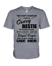 Crazy Bestie - October V-Neck T-Shirt tile