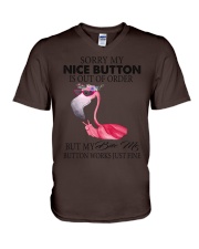 Nice Button Flamingo V-Neck T-Shirt tile