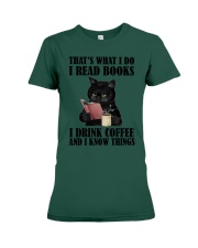 I READ BOOKS AND CAT Premium Fit Ladies Tee tile