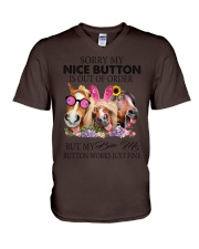 Nice Button Horse V-Neck T-Shirt tile