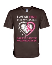 I Wear Pink For My Sister V-Neck T-Shirt tile