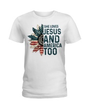she love jesus and american too Ladies T-Shirt tile