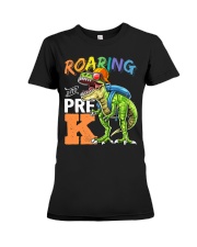 Roaring into Pre K Premium Fit Ladies Tee tile