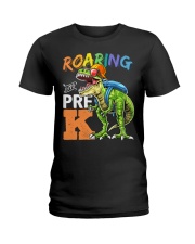 Roaring into Pre K Ladies T-Shirt tile