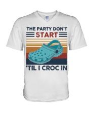 The Party Don't Start Til I Croc In V-Neck T-Shirt tile