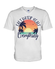 salt water heals everything V-Neck T-Shirt tile