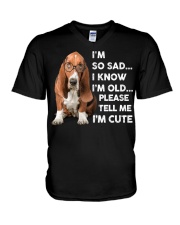 I so sad-basset hound V-Neck T-Shirt tile