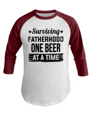 Surviving fatherhood one beer 2 Baseball Tee tile