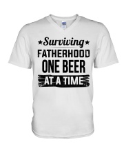 Surviving fatherhood one beer 2 V-Neck T-Shirt tile