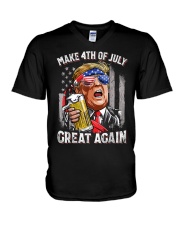 Trump Make 4th of July Great Again V-Neck T-Shirt tile