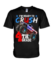 I'm ready to crush 4th Grade-truck V-Neck T-Shirt tile