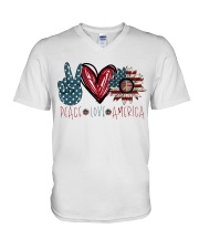 Peace love america V-Neck T-Shirt tile