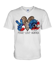 Peace love america V-Neck T-Shirt tile