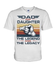 dad and daughter V-Neck T-Shirt tile