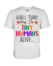 Goals Today Keep The Tiny Humans Alive V-Neck T-Shirt tile
