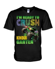 Kinder garten-truck-green V-Neck T-Shirt tile