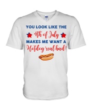 you look like the 4th of july V-Neck T-Shirt tile