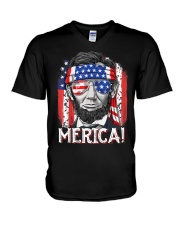 Lincoln 4th of July Merica V-Neck T-Shirt tile