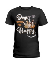 Dogs Make Me Happy Ladies T-Shirt thumbnail